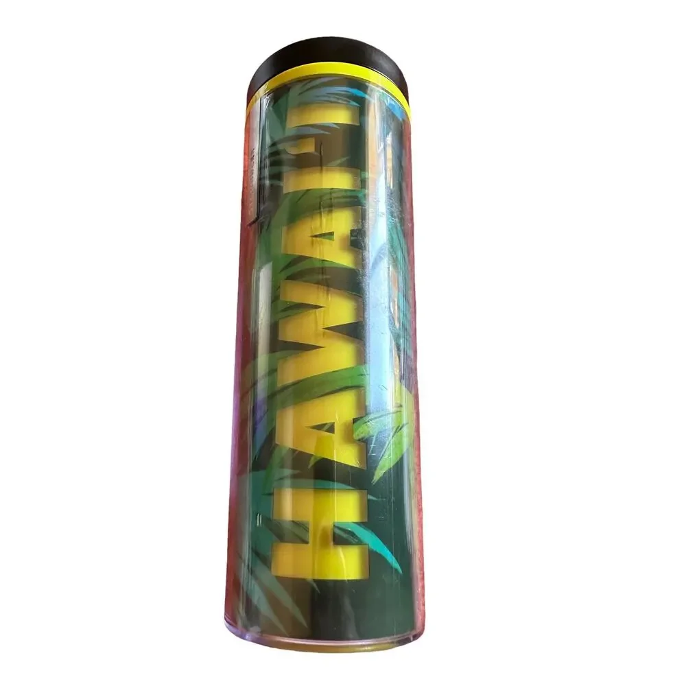 Starbucks Hawai'i Yellow and Green Tropical Coffee Cup Tumbler BPA free